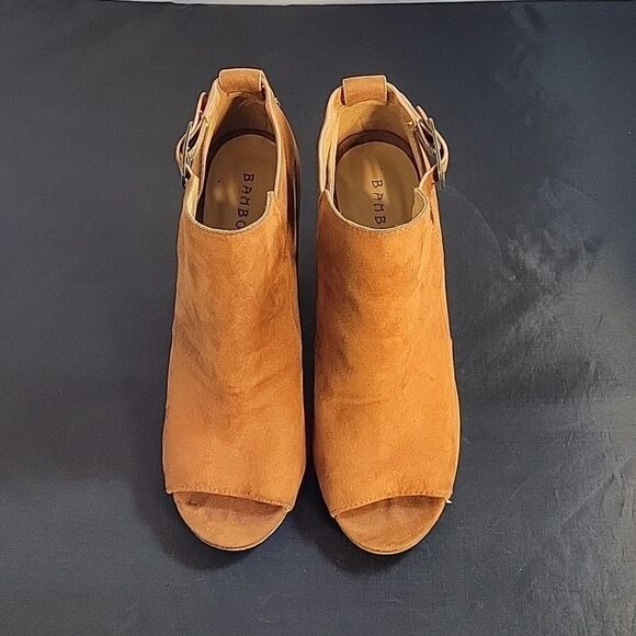 BAMBOO OPEN TOE ADJUSTABLE BUCKLE ANKLE BOOTIES - Picture 2 of 15